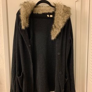 Anthropologie-Faux Fur Collar Sweater